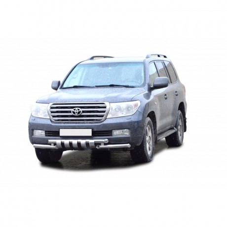 Защита переднего бампера «Труба двойная» Люкс (d63,5) для Toyota Land Cruiser 200 (2007-2011)(Окрашенное) купить недорого с доставкой в Тобольск