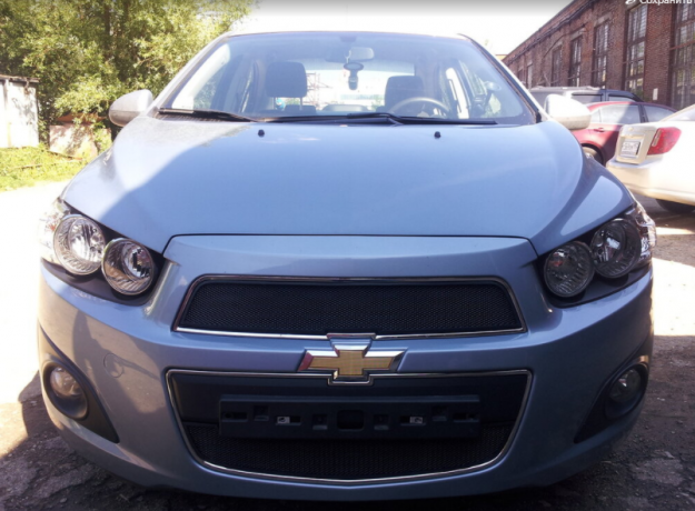 Защита радиатора "Standart" Chevrolet Aveo (2011-2015) верх, чёрная купить недорого с доставкой в Тобольск
