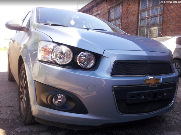 Защита радиатора "Standart" Chevrolet Aveo (2011-2015) верх, чёрная купить недорого с доставкой в Тобольск