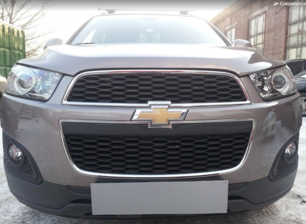Защита радиатора "Standart" Chevrolet Captiva рестайлинг (2013-2015) чёрная купить недорого с доставкой в Тобольск