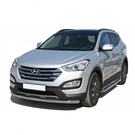 Защита порогов с алюминиевым листом (d63,5) для Hyundai Santa Fe (2012-2016)(Окрашенное) купить недорого с доставкой в Тобольск