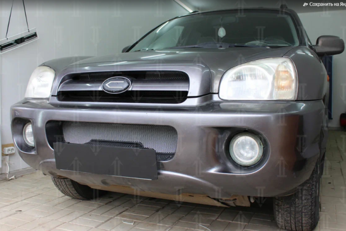 Защита радиатора "Standart" Hyundai Santa Fe (2000-2006) низ, хром купить недорого с доставкой в Тобольск