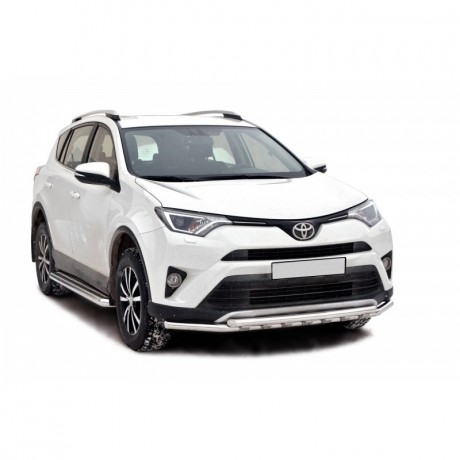 Защита переднего бампера «Труба двойная» (d51) для Toyota RAV4 рестайлинг (2015-н.в.)(Окрашенное) купить недорого с доставкой в Тобольск