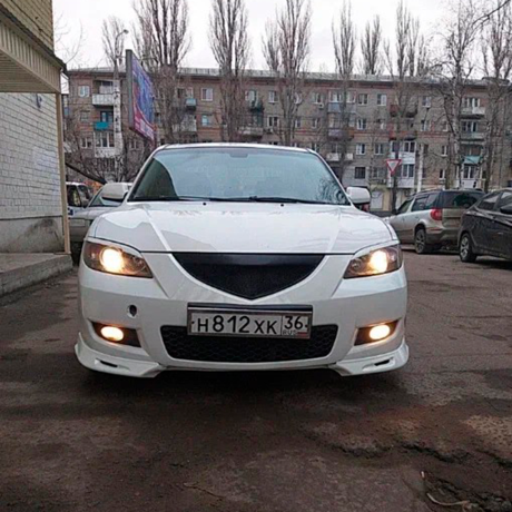 Накладки (клыки) на передний бампер Mazda 3 седан (2003-2009) шагрень купить недорого с доставкой в Тобольск