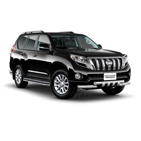 Защита переднего бампера двойная с зубьями d63/63мм (НПС) Toyota Land Cruiser Prado 150 (2013-2016 г.в.) купить недорого с доставкой в Тобольск