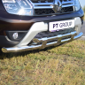 Защита переднего бампера двойная с пластинами d63/63мм (НПС) Renault Duster (2016-н.в.) купить недорого с доставкой в Тобольск