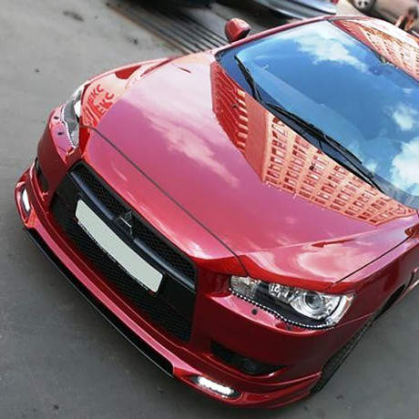 Накладка (юбка) переднего бампера "Zodiak" (с планкой) для Mitsubishi Lancer X (2007-2010) купить недорого с доставкой в Тобольск