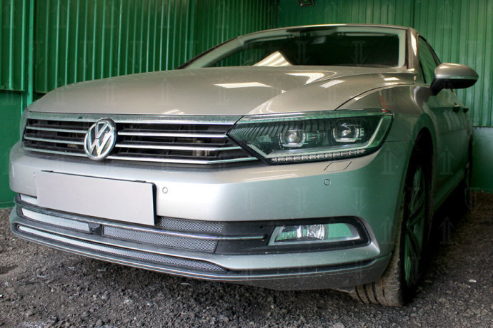 Защита радиатора "Standart" Volkswagen Passat B8 (2014-2019) с фронтальной камерой, хром купить недорого с доставкой в Тобольск