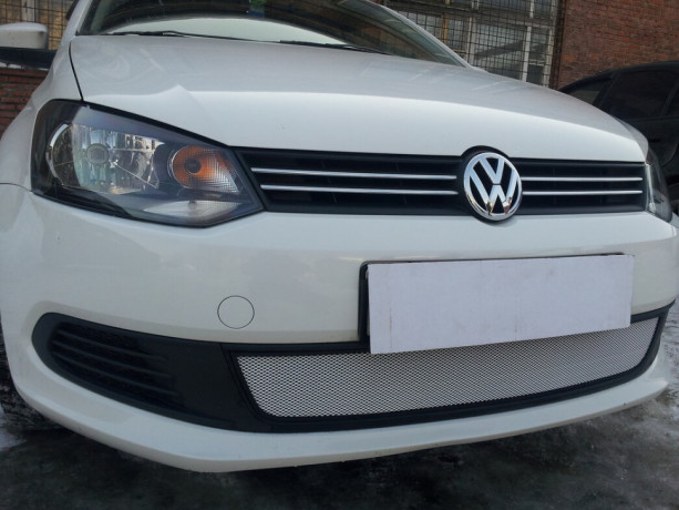 Защита радиатора "Standart" Volkswagen Polo седан (2010-2014) хром купить недорого с доставкой в Тобольск