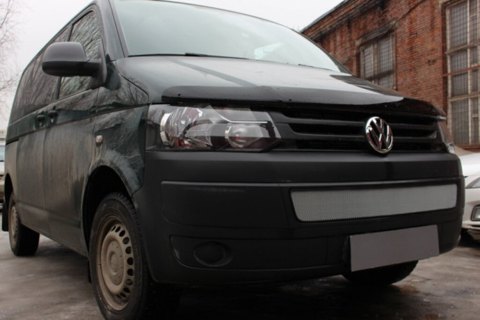 Защита радиатора "Standart" Volkswagen T5 Transporter, Multivan,Caravelle рестайлинг (2009-2015) хром купить недорого с доставкой в Тобольск