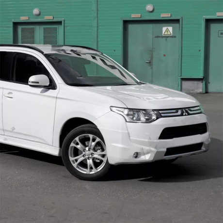 Накладка (юбка) переднего бампера "Broomer Design" для Mitsubishi Outlander (2012-2014) купить недорого с доставкой в Тобольск