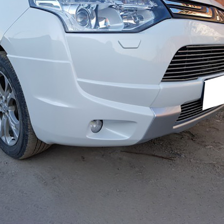 Накладка (юбка) переднего бампера "Broomer Design" для Mitsubishi Outlander (2012-2014) купить недорого с доставкой в Тобольск