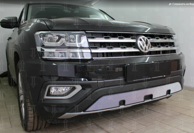 Защита радиатора "Standart" Volkswagen Teramont (2016-2020) с камерой и парктроником, хром купить недорого с доставкой в Тобольск