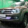 Защита радиатора "Standart" Volkswagen Amarok (2010-2016) 3 ребра жесткости, хром купить недорого с доставкой в Тобольск