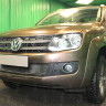 Защита радиатора "Standart" Volkswagen Amarok (2010-2016) 3 ребра жесткости, чёрная купить недорого с доставкой в Тобольск