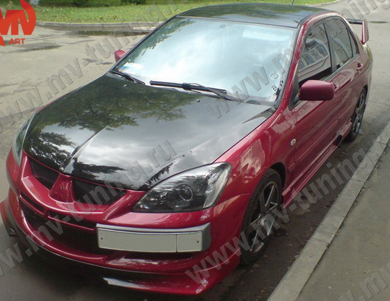 Крепление гос. номера в стиле "EVO" (текстурный пластик) для Mitsubishi Lancer IX (2003-2009) купить недорого с доставкой в Тобольск