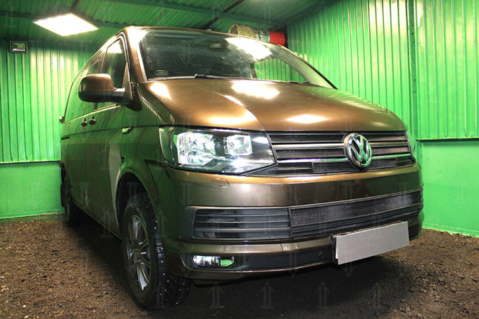 Защита радиатора "Standart" Volkswagen T6 Transporter, Multivan,Caravelle (2015-2020) низ, чёрная купить недорого с доставкой в Тобольск