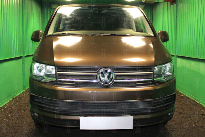 Защита радиатора "Standart" Volkswagen T6 Transporter, Multivan,Caravelle (2015-2020) низ, чёрная купить недорого с доставкой в Тобольск