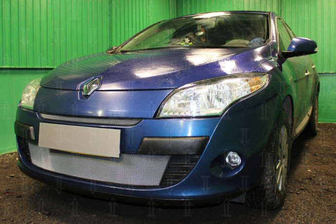 Защита радиатора "Standart" Renault Megane (2008-2012) верх, хром купить недорого с доставкой в Тобольск