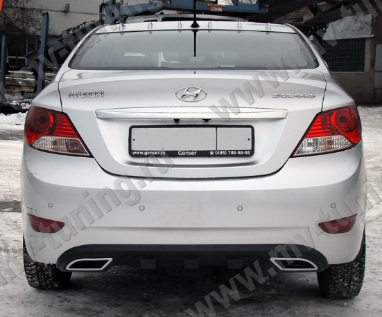 Диффузор заднего бампера var №2 (текстурный пластик) для Hyundai Solaris (2010-2013) купить недорого с доставкой в Тобольск