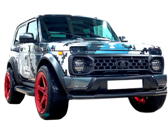 Решетка радиатора "TITAN" для B@3 2121, 21213, 21214, 2131 "L@DA 4x4" (с защитной сеткой) Черное матовое купить недорого с доставкой в Тобольск