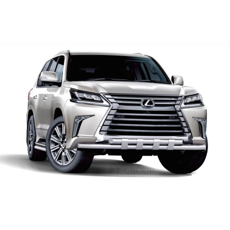 Защита переднего бампера двойная с пластинами d63/63мм (НПС) LEXUS 450D (2015-н.в.) купить недорого с доставкой в Тобольск