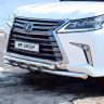 Защита переднего бампера двойная с пластинами d63/63мм (НПС) LEXUS 450D (2015-н.в.) купить недорого с доставкой в Тобольск