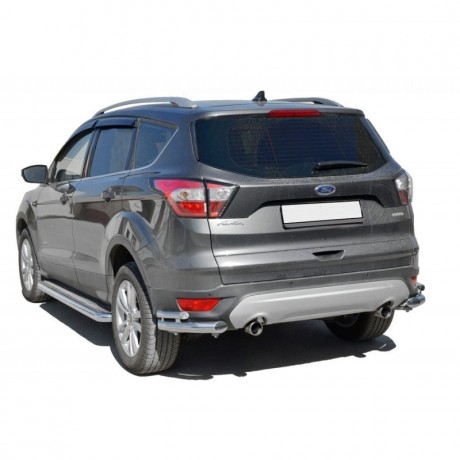 Защита заднего бампера «Уголки двойные» (d63,5) для Ford Kuga (2016-н.в.)(Окрашенное) купить недорого с доставкой в Тобольск