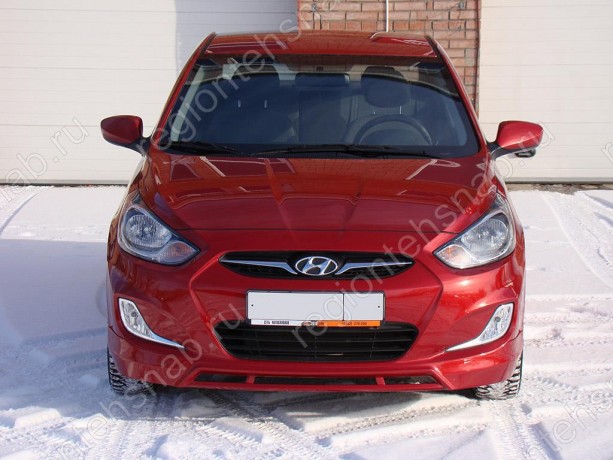 Накладка (юбка) переднего бампера var №2 для Hyundai Solaris (2010-2013) купить недорого с доставкой в Тобольск