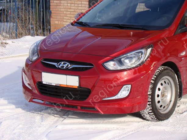 Накладка (юбка) переднего бампера var №2 для Hyundai Solaris (2010-2013) купить недорого с доставкой в Тобольск