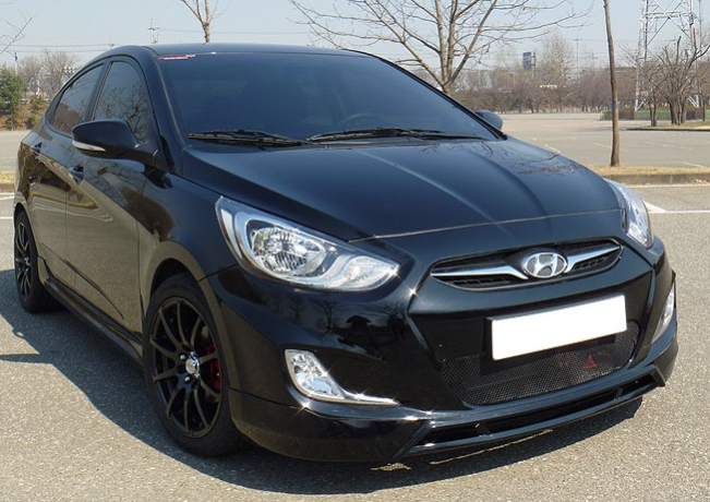 Накладка (юбка) переднего бампера var №2 для Hyundai Solaris (2010-2013) купить недорого с доставкой в Тобольск