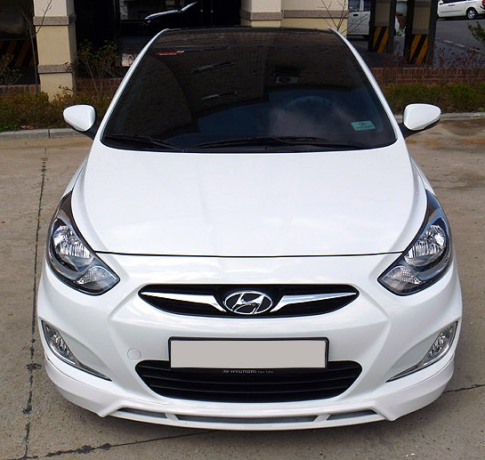 Накладка (юбка) переднего бампера var №2 для Hyundai Solaris (2010-2013) купить недорого с доставкой в Тобольск