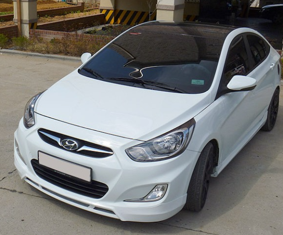 Накладка (юбка) переднего бампера var №2 для Hyundai Solaris (2010-2013) купить недорого с доставкой в Тобольск
