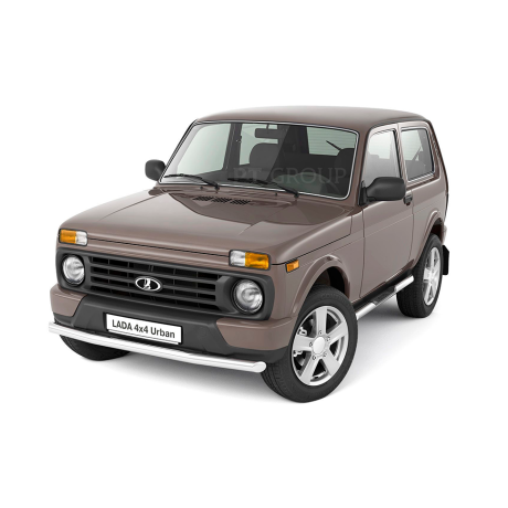 Защита порогов с накладками d63мм (НПС) L@DA "4х4 2121" с 1995 г.в., L@DA 4x4 Urban c 2015 г.в. купить недорого с доставкой в Тобольск