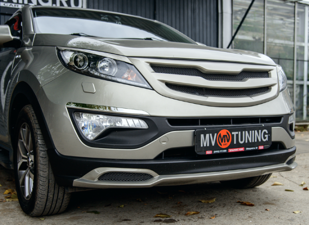 Накладка (юбка) переднего бампера "Ixion Style" для KIA Sportage (3rd) (2010-2016) купить недорого с доставкой в Тобольск