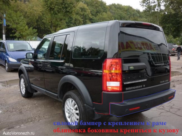 Силовой задний бампер стеклопластиковый на Land Rover Discovery IV купить недорого с доставкой в Тобольск